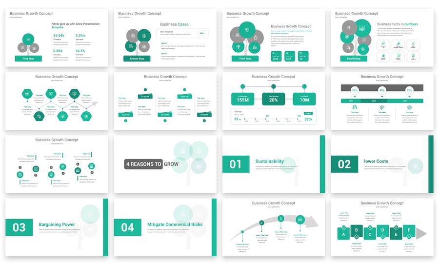 清新商务业务增长图形PPT模板 - PPT派