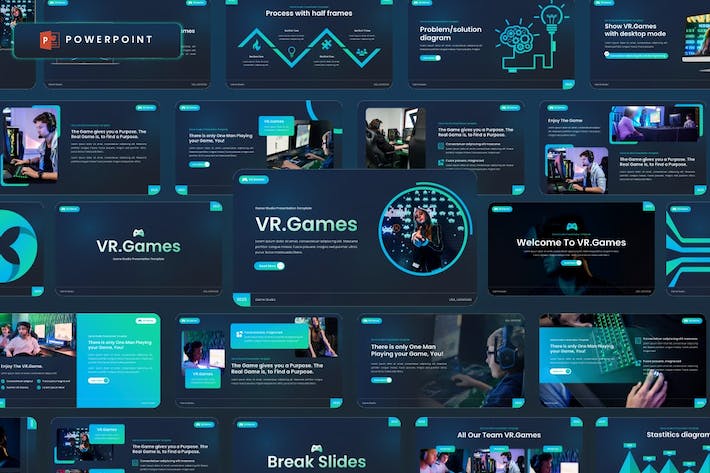 VR游戏虚拟现实应用展示PPT模板 - PPT派
