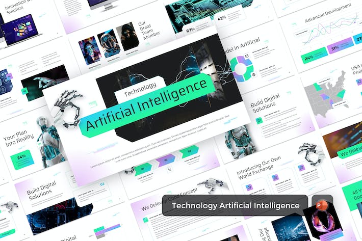 人工智能技术应用解决方案PPT模板 - PPT派