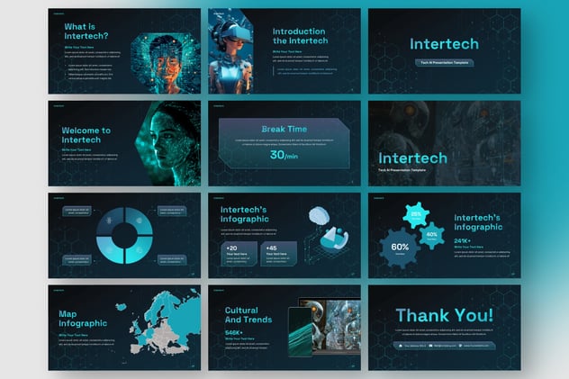 科技人工智能企业技术方案PPT模板 - PPT派