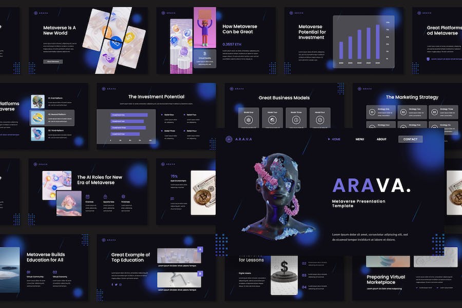 虚拟世界讲述展示应用场景推广PPT模板 - PPT派