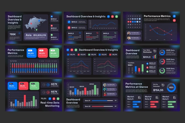 数据仪表板监控系统PPT模板 - PPT派