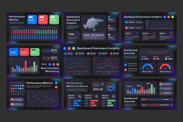 数据仪表板监控系统PPT模板 - PPT派