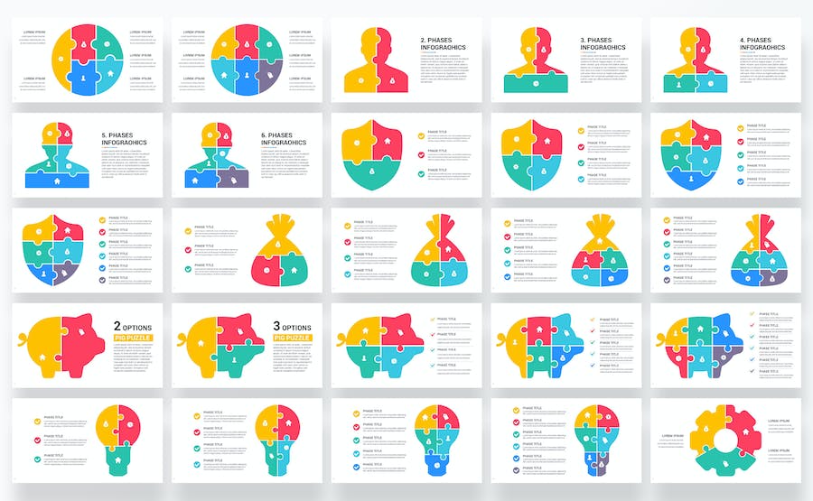 拼图信息图表数据展示PPT模板 - PPT派
