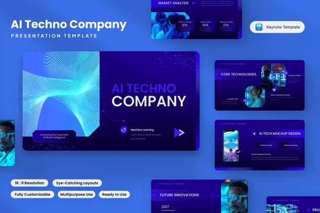 创新人工智能技术公司企业推广方案Keynote模板 - PPT派