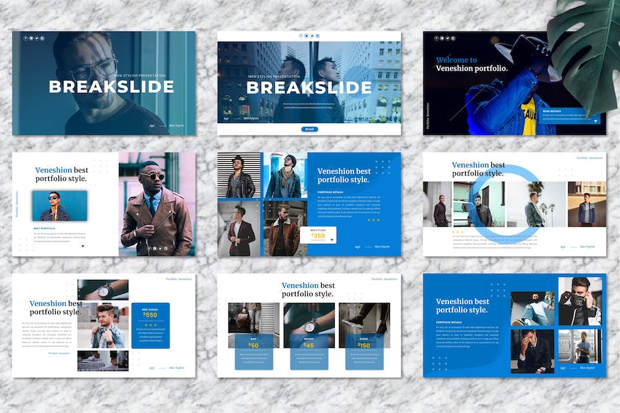 时尚服装男士穿搭商务推介PPT模板 - PPT派