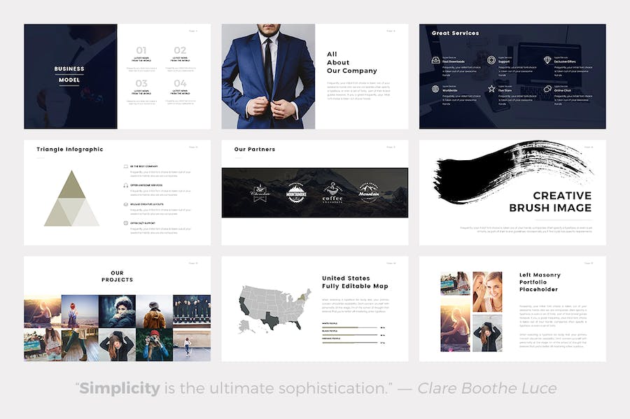 极简风格商务办公展示PPT模板 - PPT派