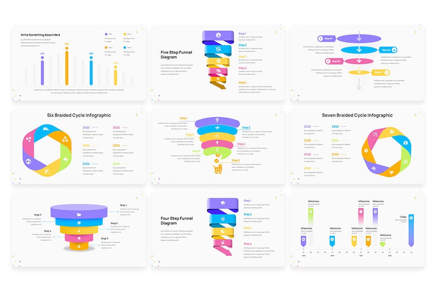 彩色信息图表展示设计Keynote模板 - PPT派