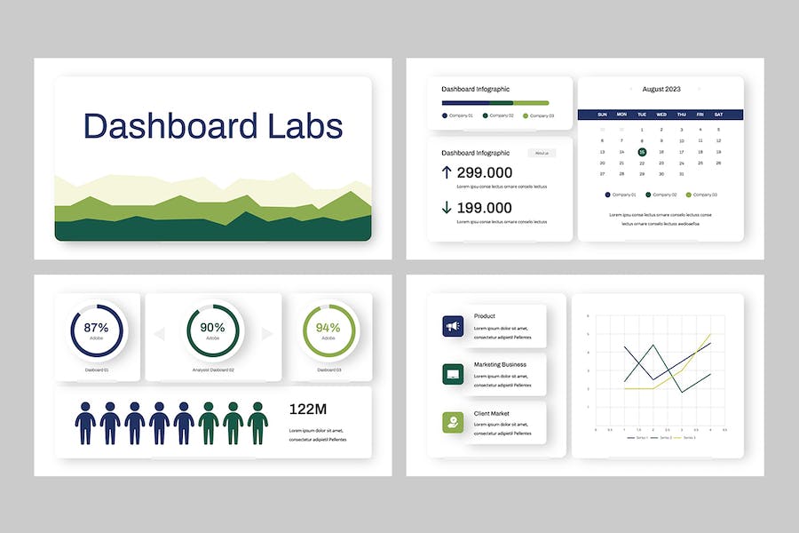 数据仪表板可视化展示Keynote模板 - PPT派