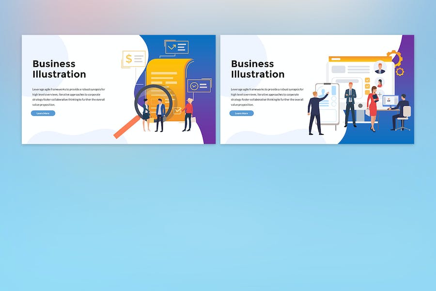 蓝色商业插画主题演示文稿PPT - PPT派