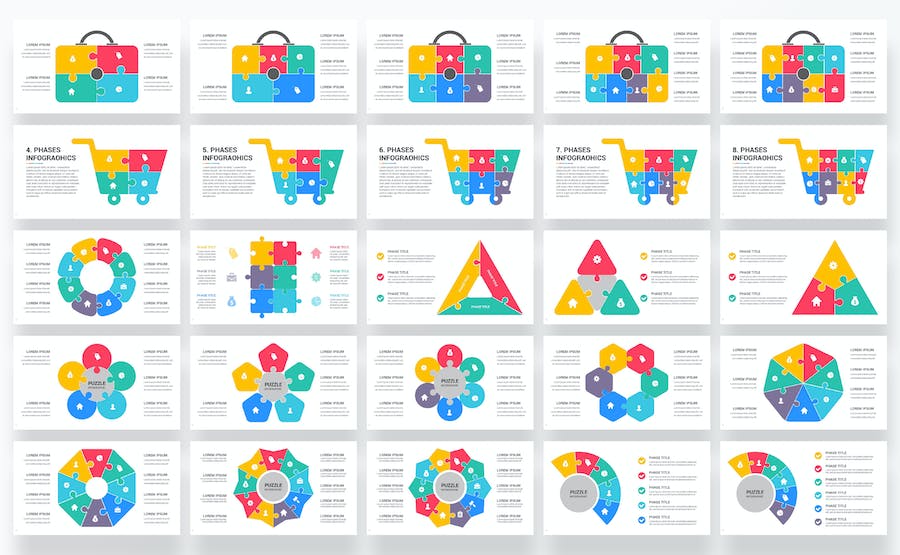 拼图信息图表数据展示PPT模板 - PPT派
