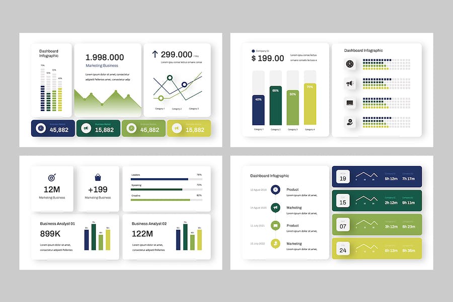 数据仪表板可视化展示Keynote模板 - PPT派