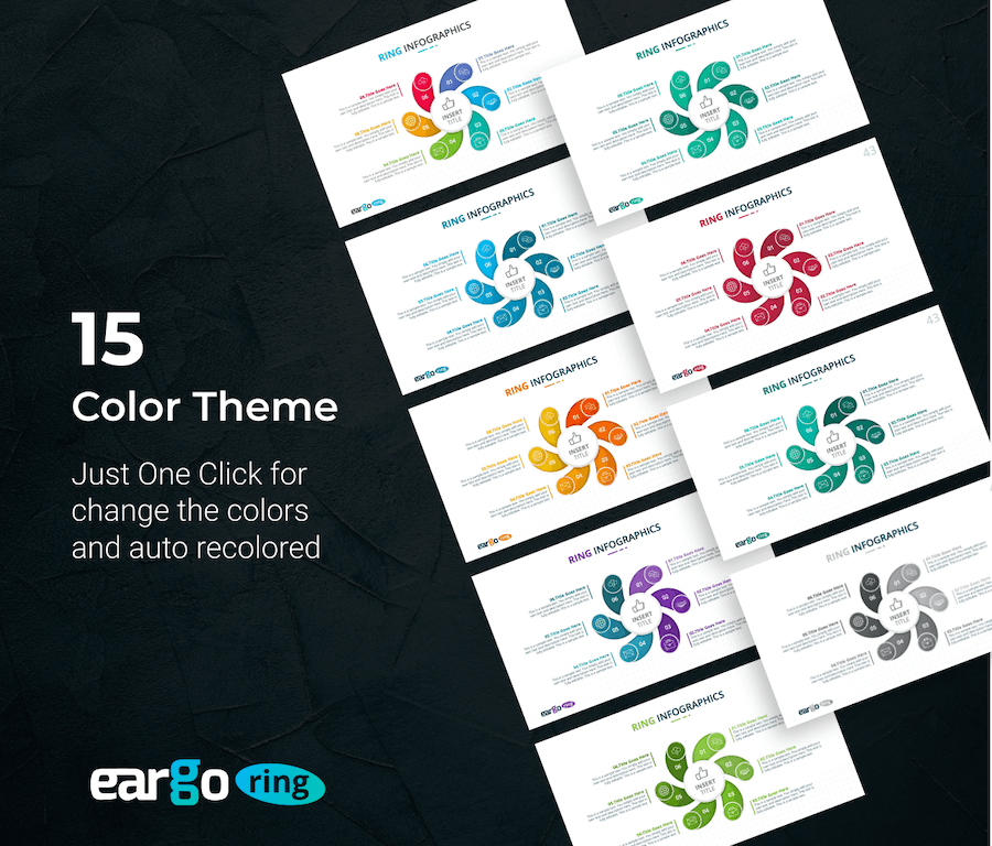 循环流程环形图数据可视化PPT模板 - PPT派