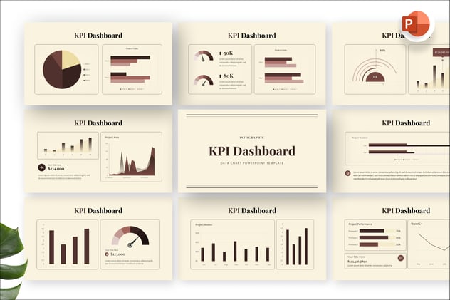 KPI关键指标仪表板信息图表PPT模板 - PPT派