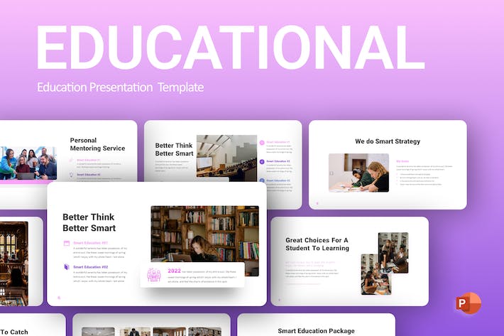 紫色极简教育机构大学介绍国外PPT模板- PPT派