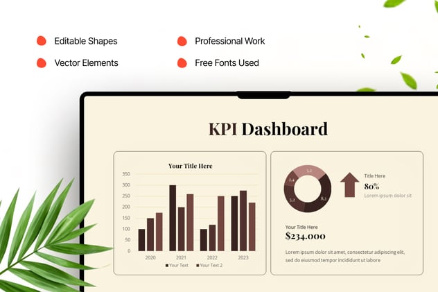 KPI关键指标仪表板信息图表PPT模板 - PPT派