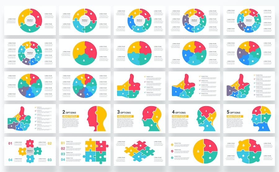 拼图信息图表数据展示PPT模板 - PPT派