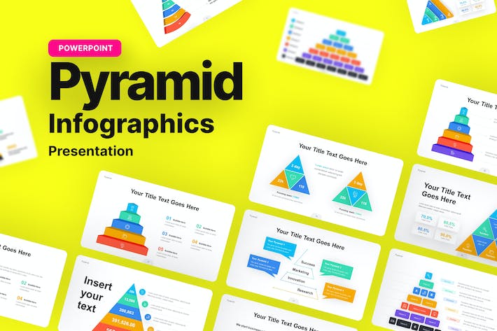 多色彩金字塔三角形信息图PPT模板 - PPT派