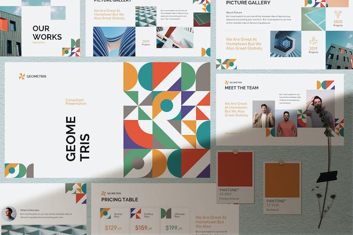 几何图形讲述展示设计构思应用Keynote模板 - PPT派