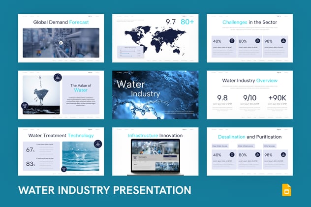 水资源管理环保污水治理行业PPT模板 - PPT派