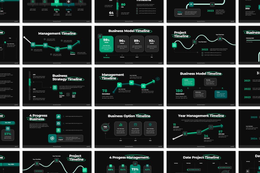 商业时间轴规划展示项目管理PPT模板 - PPT派
