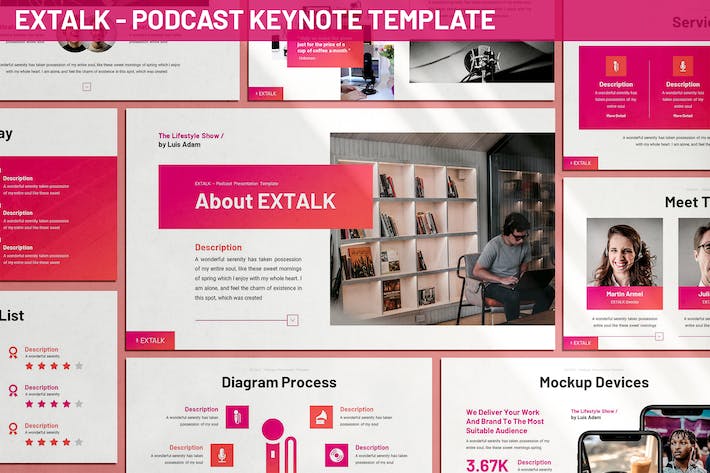 播客音频内容品牌推广Keynote模板 - PPT派