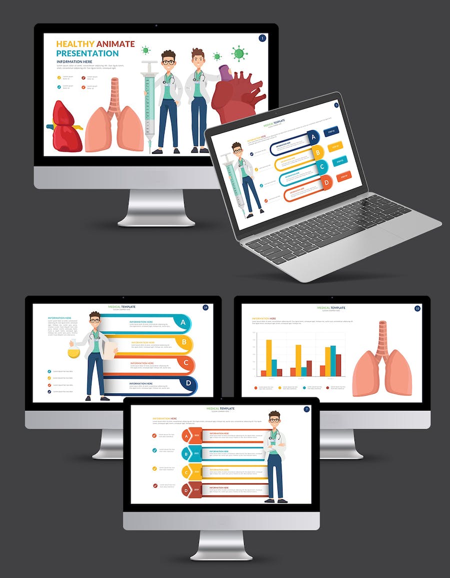 医疗动态数据诊疗服务推介健康管理专业展示PPT模板 - PPT派