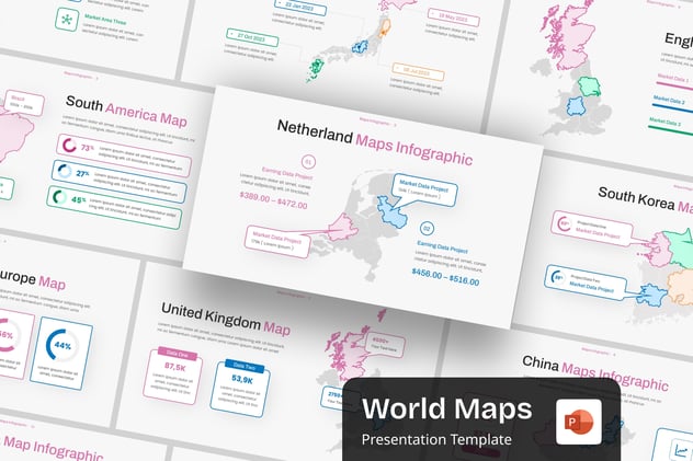 世界地图信息可视化科普PPT模板 - PPT派