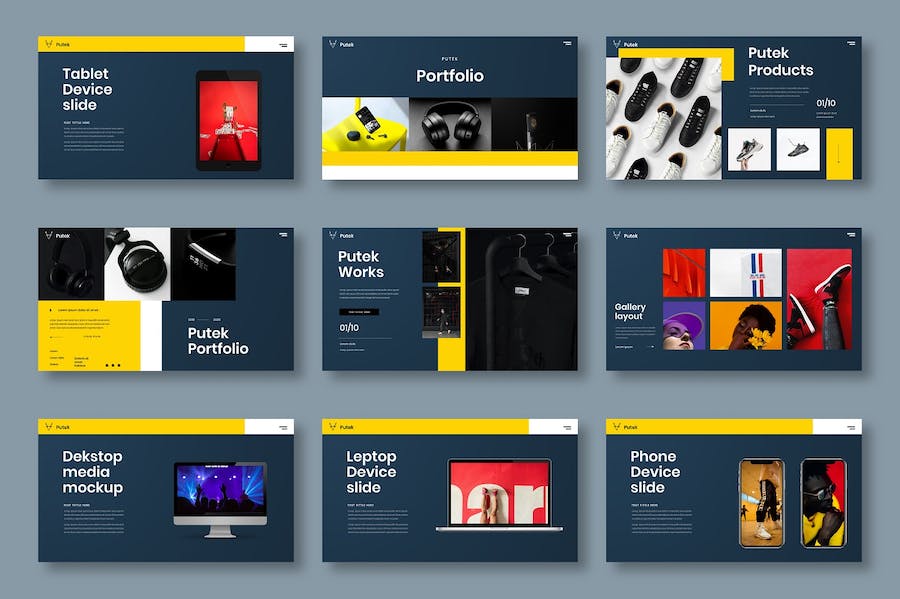 黄色亮色商务企业品牌视觉展示Keynote模板 - PPT派