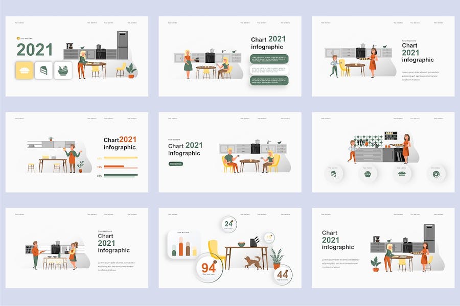 国外美食烹饪餐饮插画高级PPT模板 - PPT派