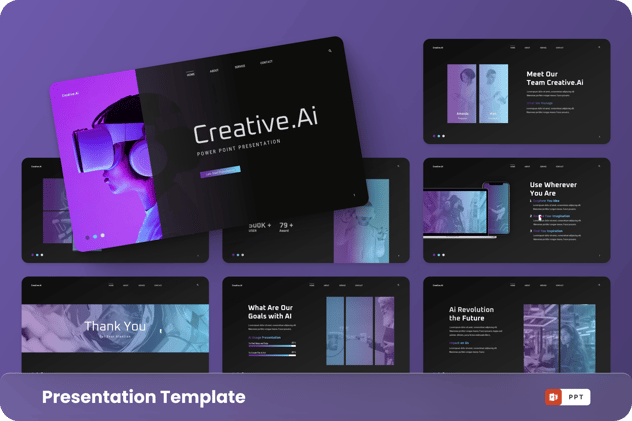 创意人工智能科技数字化方案PPT模板 - PPT派