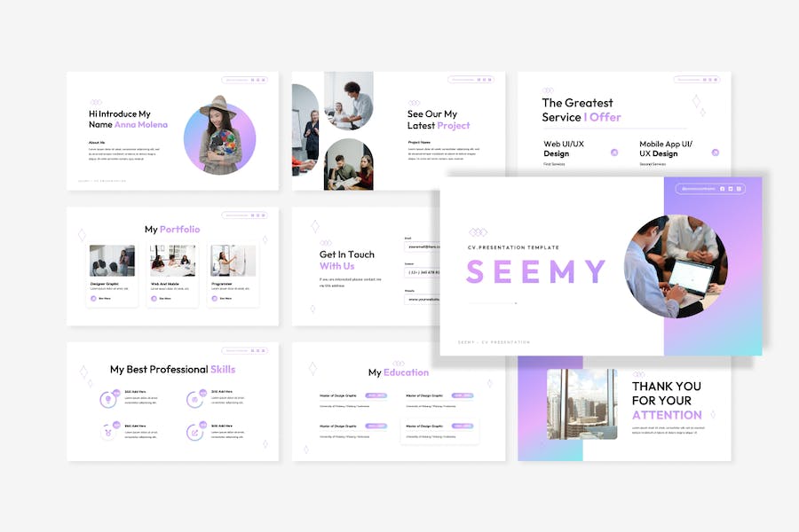 现代课程简历主题Keynote演示模板 - PPT派