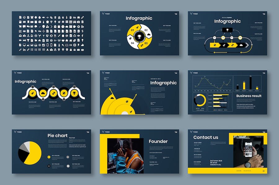 黄色亮色商务企业品牌视觉展示Keynote模板 - PPT派