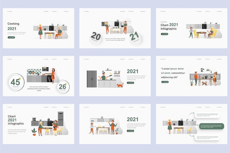 国外美食烹饪餐饮插画高级PPT模板 - PPT派