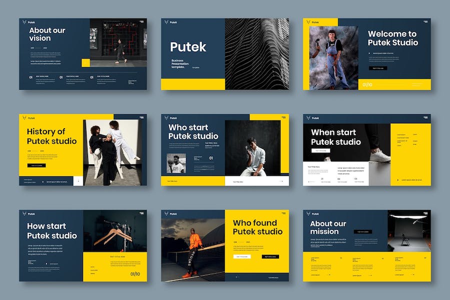 黄色亮色商务企业品牌视觉展示Keynote模板 - PPT派