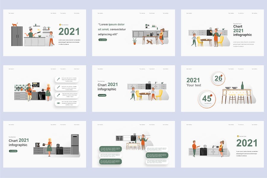 国外美食烹饪餐饮插画高级PPT模板 - PPT派
