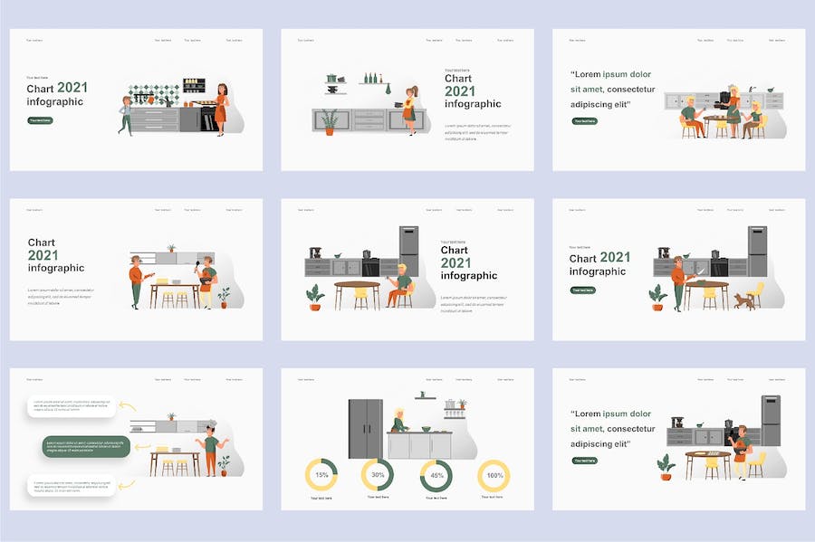 国外美食烹饪餐饮插画高级PPT模板 - PPT派