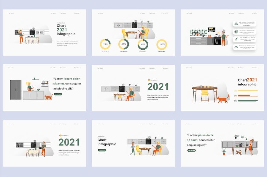 国外美食烹饪餐饮插画高级PPT模板 - PPT派