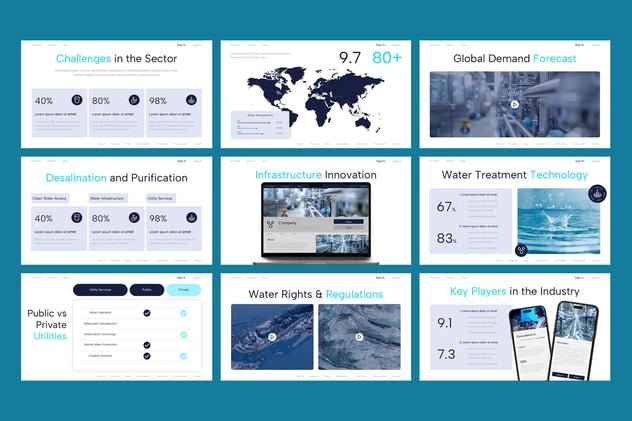 水资源管理环保污水治理行业PPT模板 - PPT派