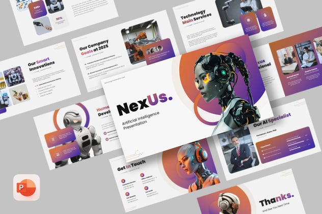 人工智能科技多彩创意数字化方案PPT模板 - PPT派