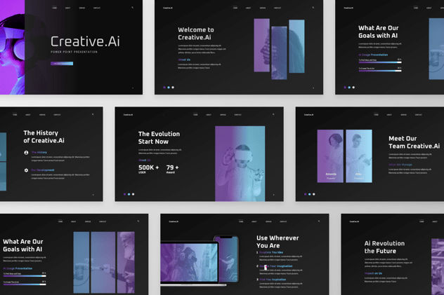 创意人工智能科技数字化方案PPT模板 - PPT派