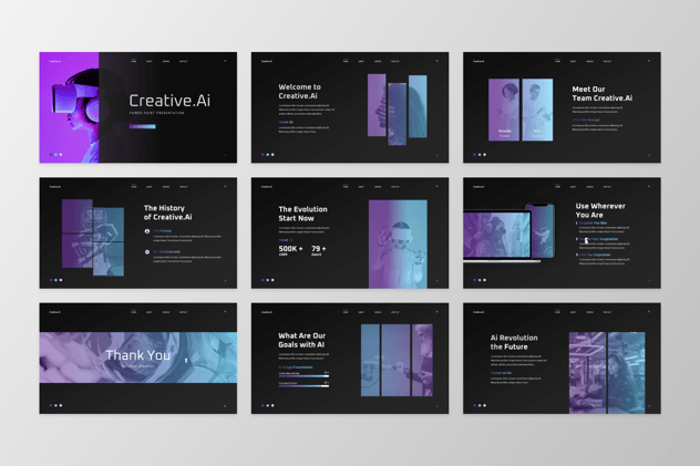 创意人工智能科技数字化方案PPT模板 - PPT派