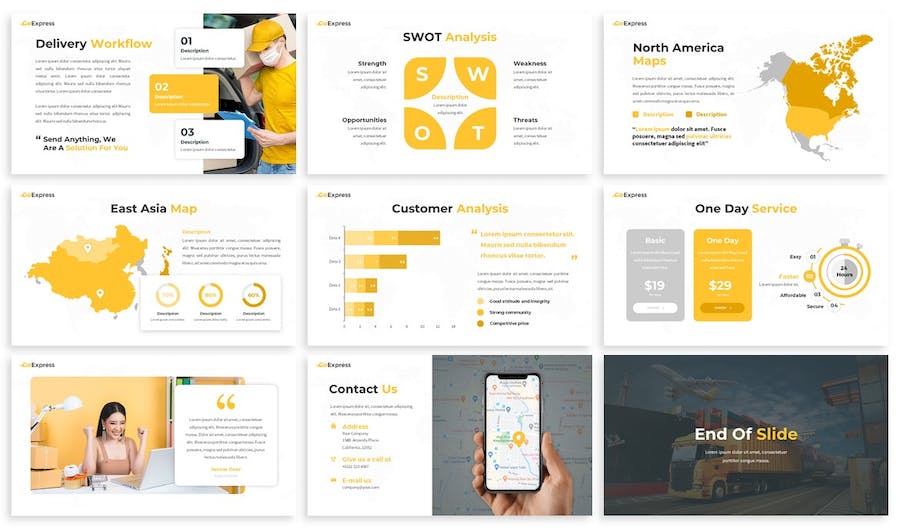 黄色快递物流配送服务Keynote模板 - PPT派
