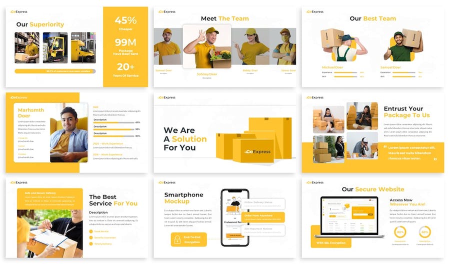 黄色快递物流配送服务Keynote模板 - PPT派