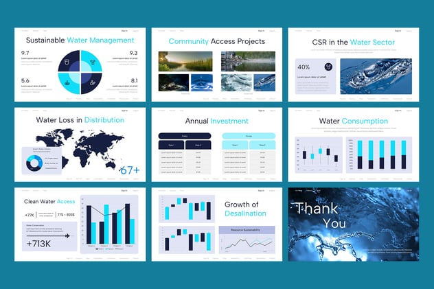 水资源管理环保污水治理行业PPT模板 - PPT派