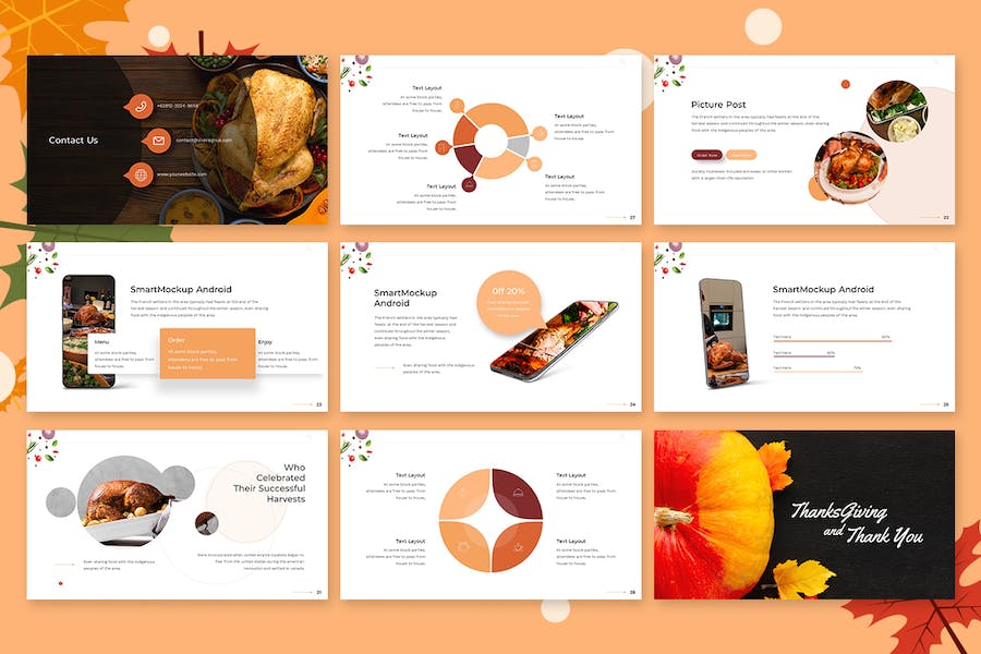 快乐感恩节主题活动宣传Keynote模板 - PPT派