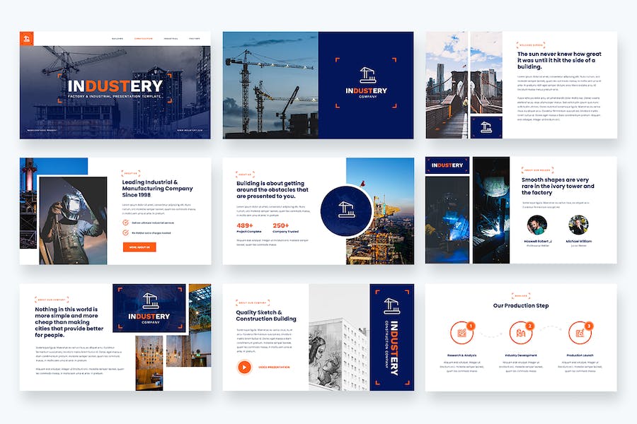 蓝色工业工厂企业介绍PPT模板 - PPT派