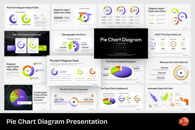 饼图数据分析展示PPT模板 - PPT派