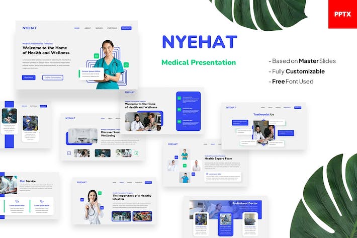 医疗保健健康诊疗服务PPT模板 - PPT派