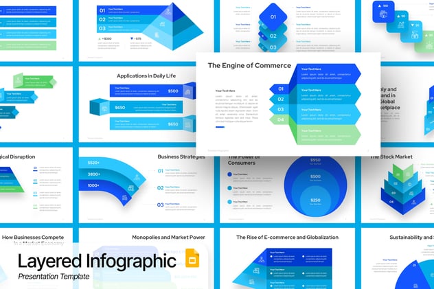 分层结构信息图形设计PPT模板 - PPT派